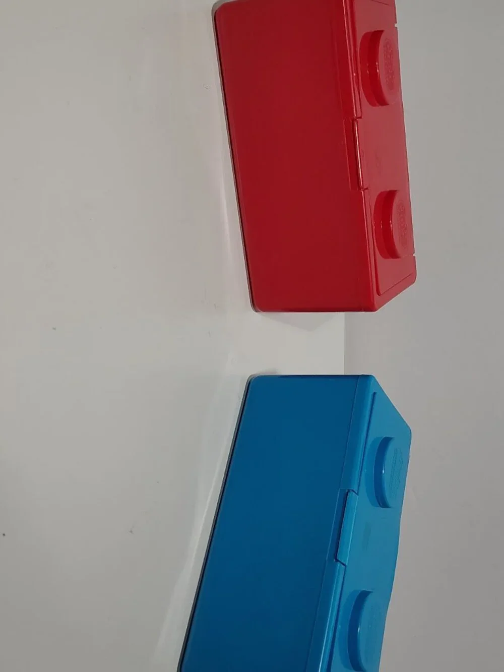 Vintage Chubs Stackables Lot of 2 Red Blue Plastic Baby Wipe Storage Containers